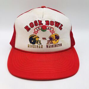 Vtg. Rose Bowl 1992 Ball Cap Michigan Washington NCAA Otto Snapback Foam Braid